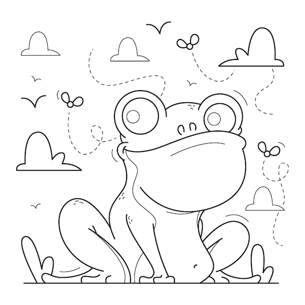 Free Vector hand drawn frog outline illustration