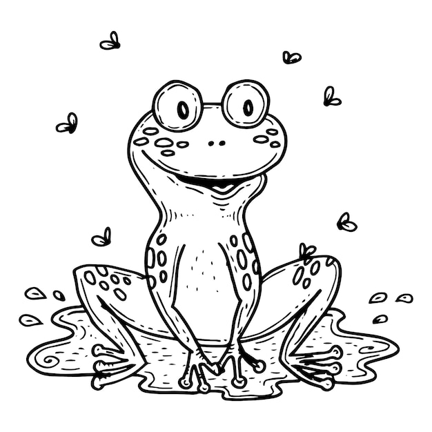 Hand drawn frog outline illustration