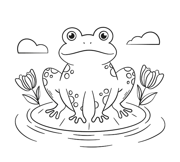 Free Vector hand drawn frog outline illustration