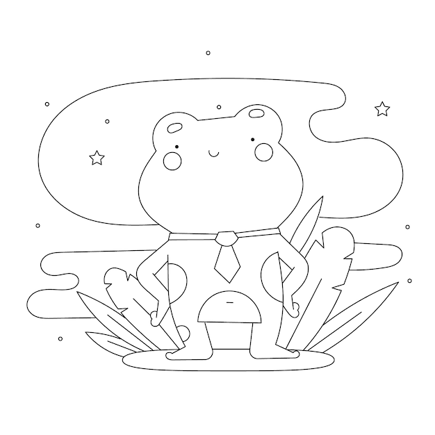 Hand drawn frog outline illustration