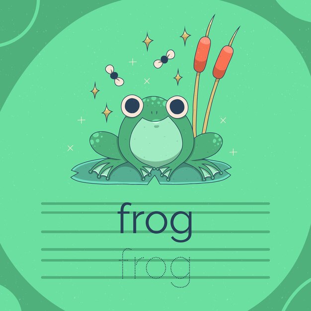 Hand drawn frog tracing worksheet template