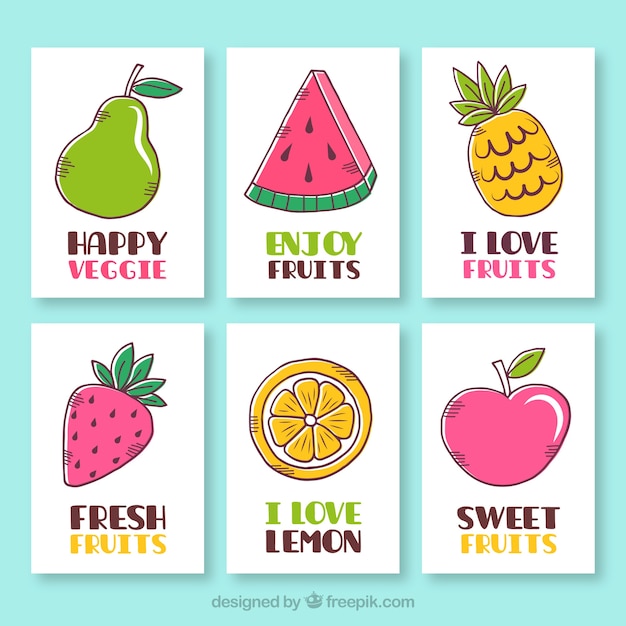 Free Vector hand drawn fruit card collection