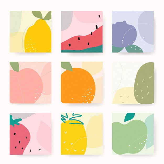 Free Vector hand drawn fruit card set