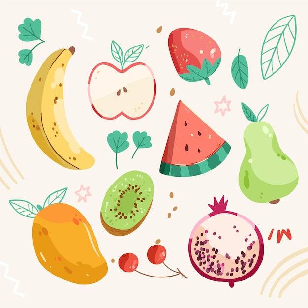 Free Vector hand drawn fruit collection