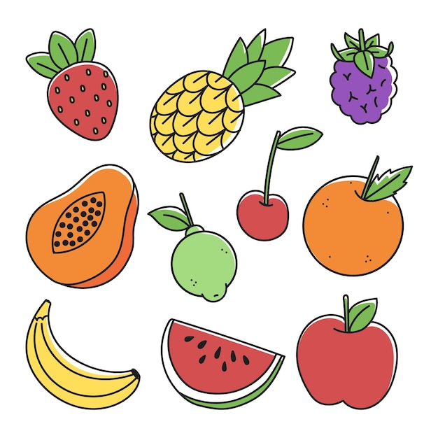 Hand drawn fruit collection