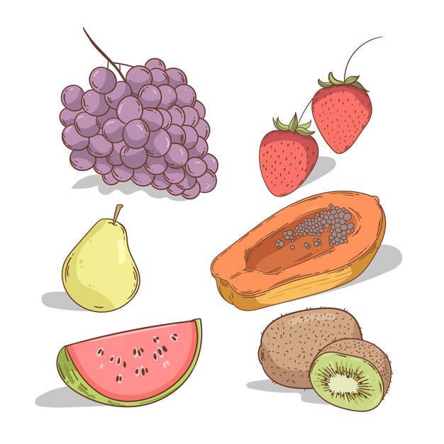 Hand drawn fruit collection