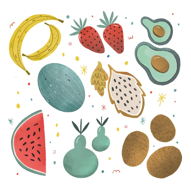 Hand drawn fruit collection