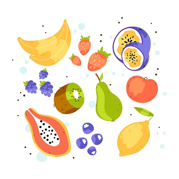 Hand drawn fruit collection