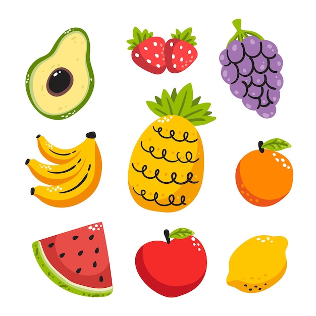 Hand drawn fruit collection