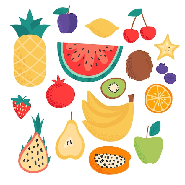 Hand drawn fruit collection