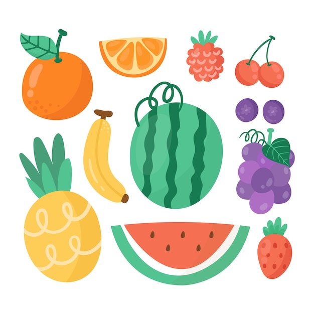 Hand drawn fruit collection