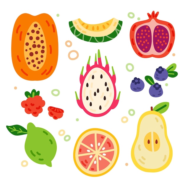 Hand drawn fruit collection