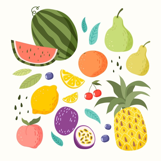 Free vector hand drawn fruit collection