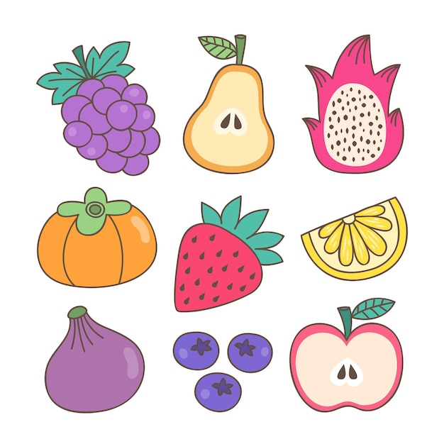 Hand drawn fruit collection