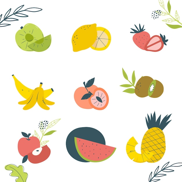 Hand drawn fruit collection