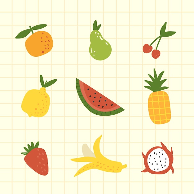 Hand drawn fruit collection