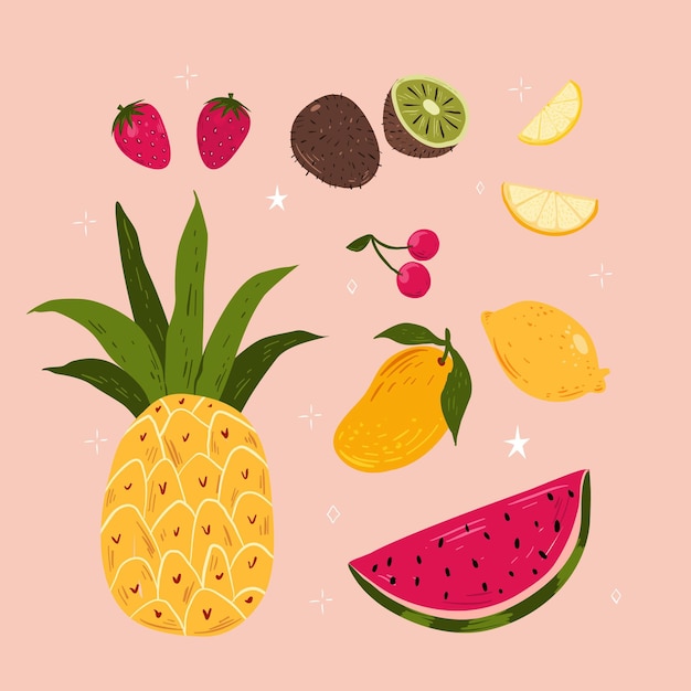 Free Vector hand drawn fruit collection