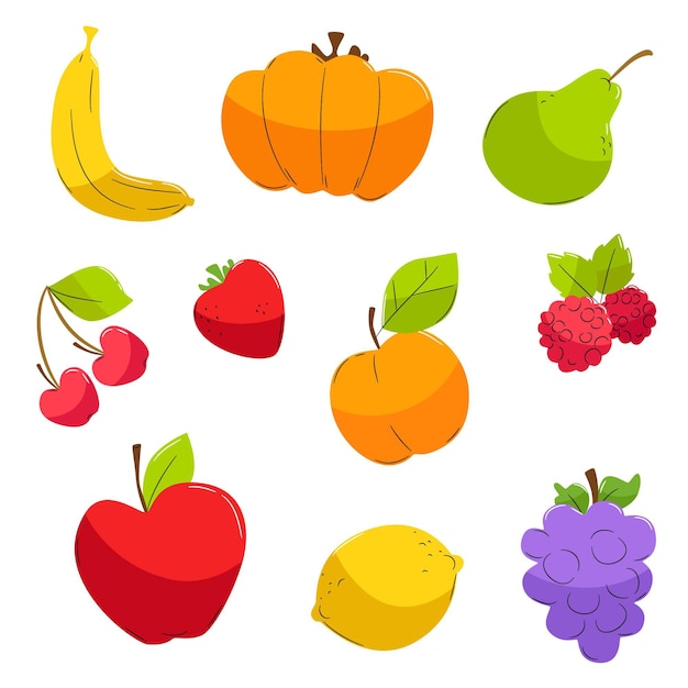 Hand drawn fruit collection