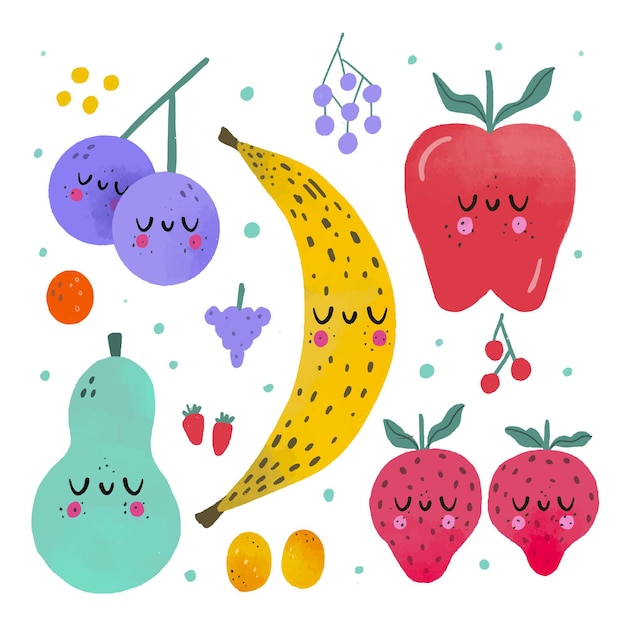 Hand drawn fruit collection