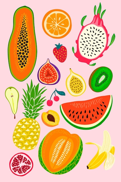 Free vector hand drawn fruit collection