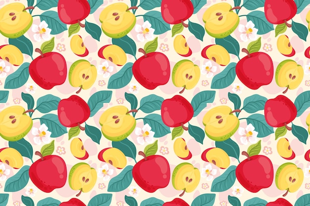 Hand drawn fruit and floral design pattern