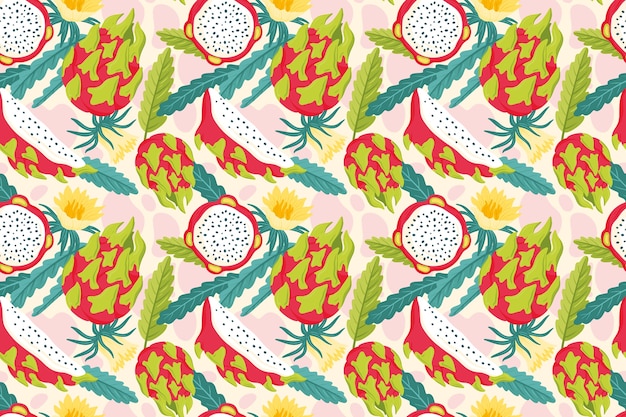 Hand drawn fruit and floral design pattern