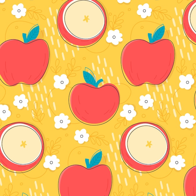 Hand drawn fruit and floral pattern design