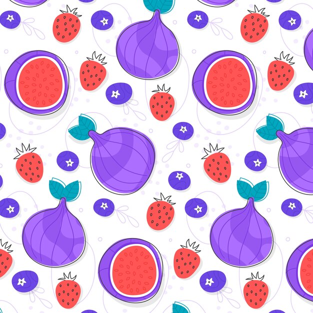 Hand drawn fruit and floral pattern design