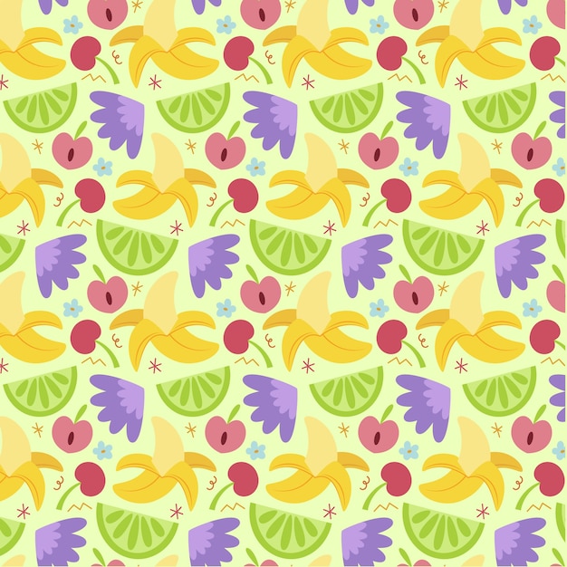 Hand drawn fruit and floral pattern design