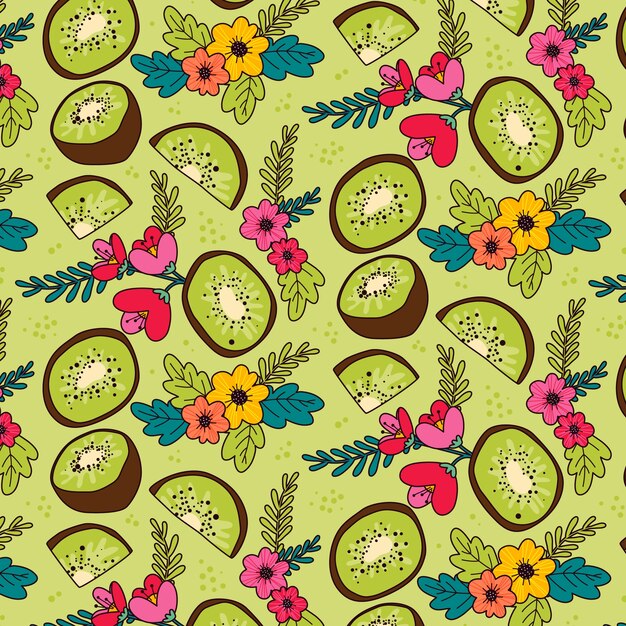 Hand drawn fruit and floral pattern