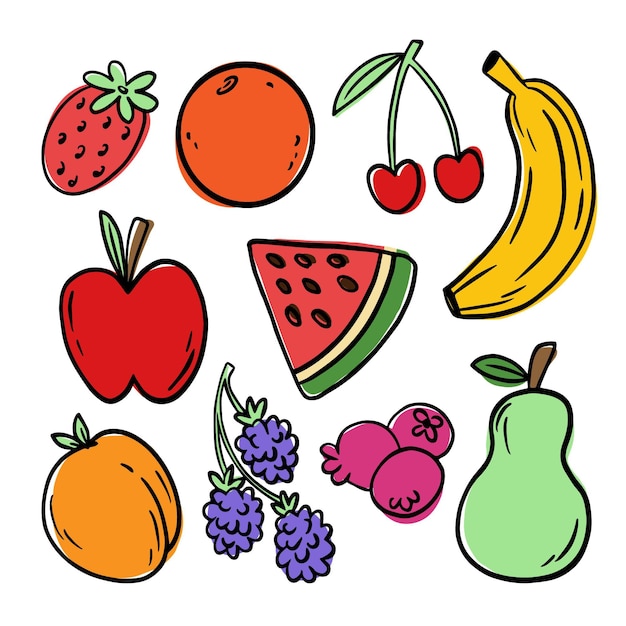 Hand drawn fruit set