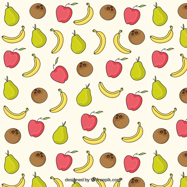 Hand drawn fruits in summertime pattern