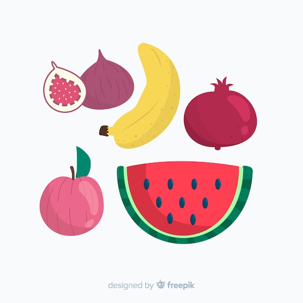 Hand drawn fruits and vegetables collection