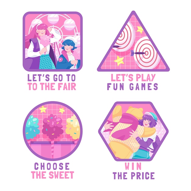 Hand drawn funfair labels template