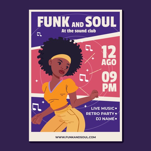 Hand drawn funk and soul music poster design