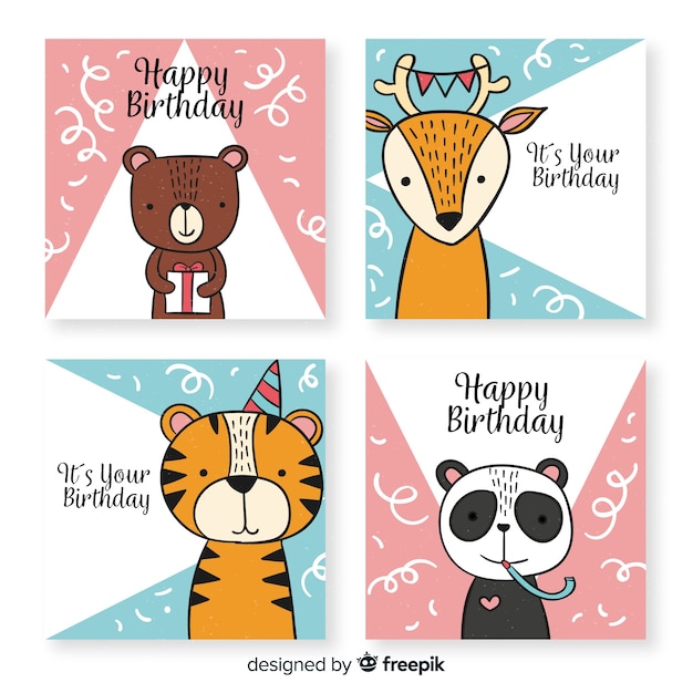 Hand drawn funny birthday card collection