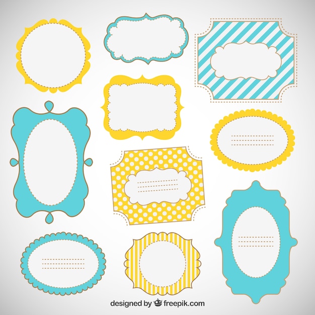 Free vector hand drawn funny frames in retro style