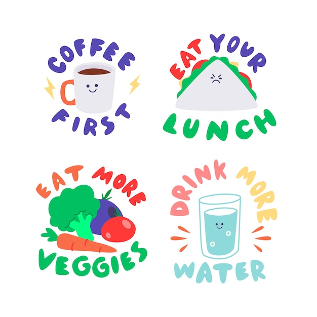 Free Vector hand drawn funny sticker collection