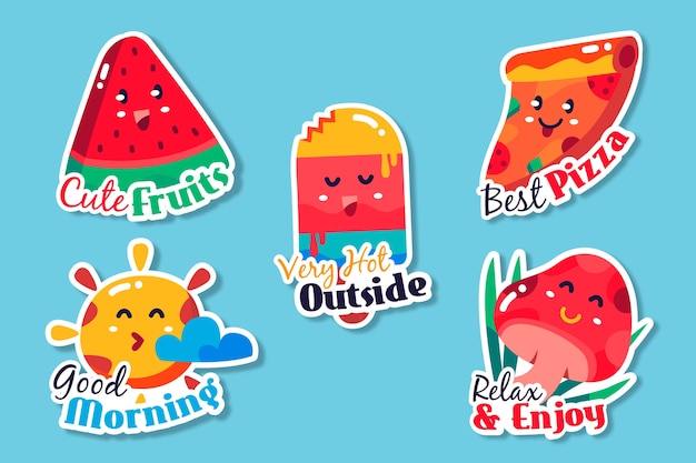 Hand drawn funny sticker collection