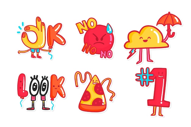 Free vector hand-drawn funny sticker collection