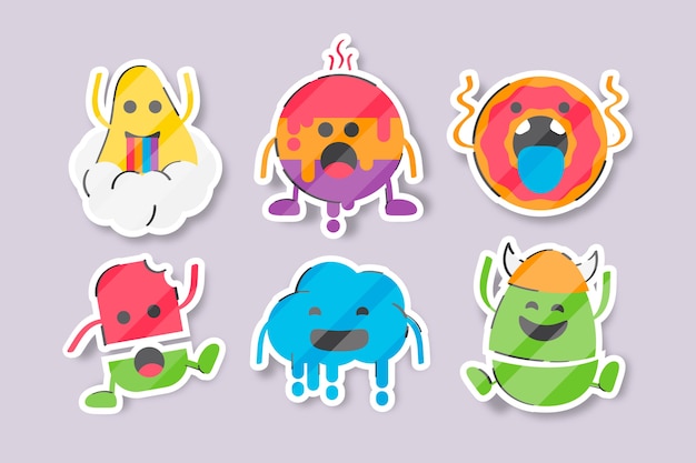 Hand drawn funny sticker pack