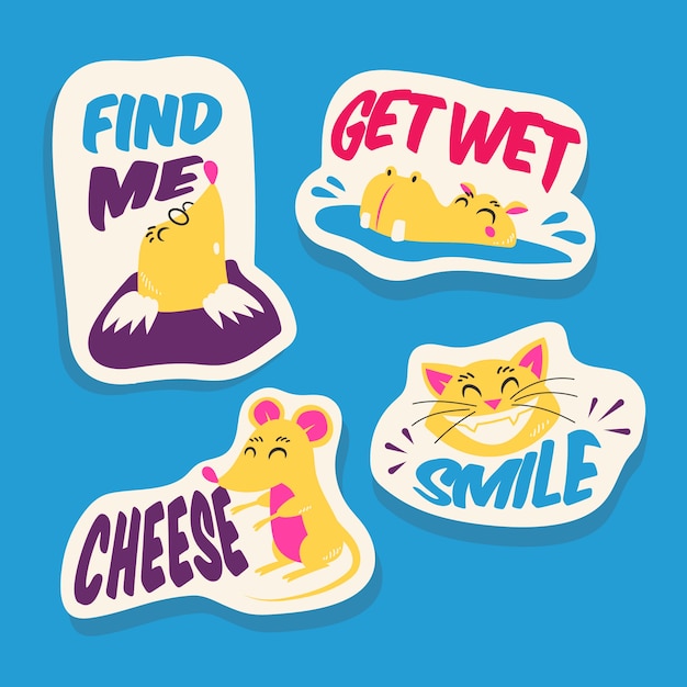 Free Vector hand-drawn funny sticker set