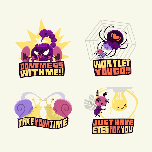 Free Vector hand-drawn funny stickers concept