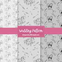 Free vector hand drawn funny wedding patterns