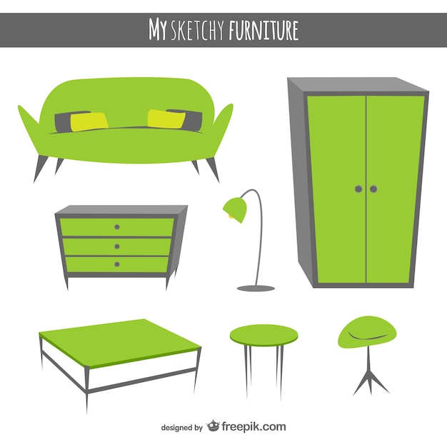 Free vector hand drawn furniture vectors