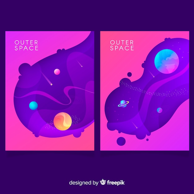 Free vector hand drawn galaxy banner pack