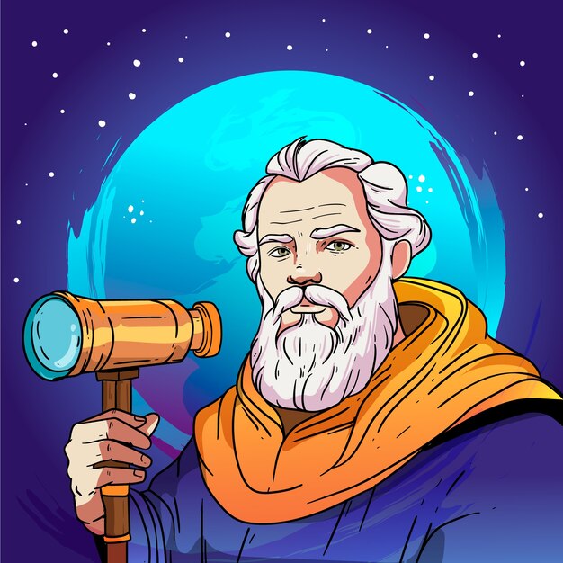 Hand drawn galileo galilei illustration