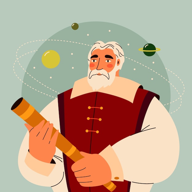 Free vector hand drawn galileo galilei illustration