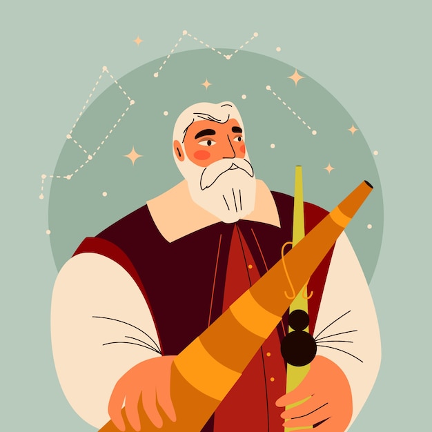 Free vector hand drawn galileo galilei illustration