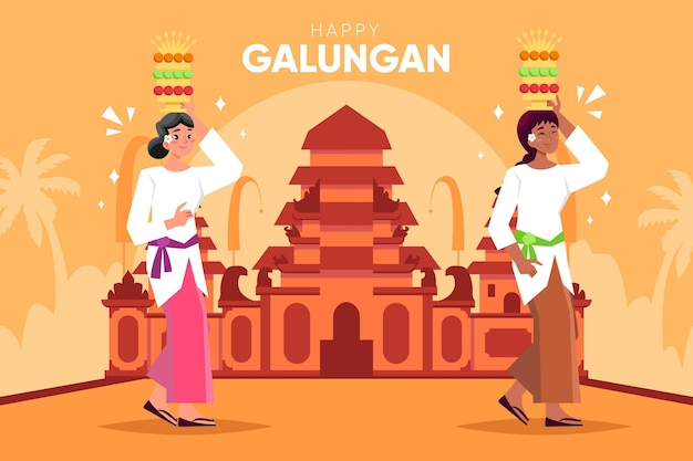 Hand drawn galungan illustration